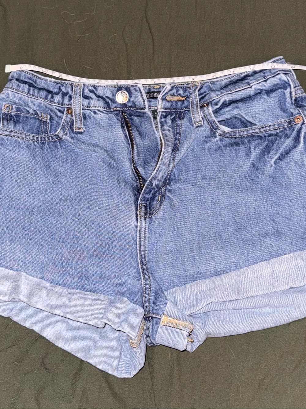wild fable Light Blue High-Rise Rolled Hem Denim Shorts